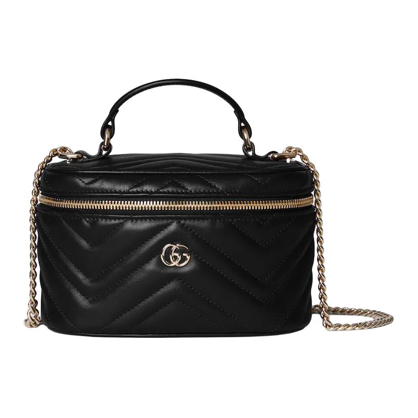 

Gucci Женская мини-косичка из кожи GG Marmont, черная