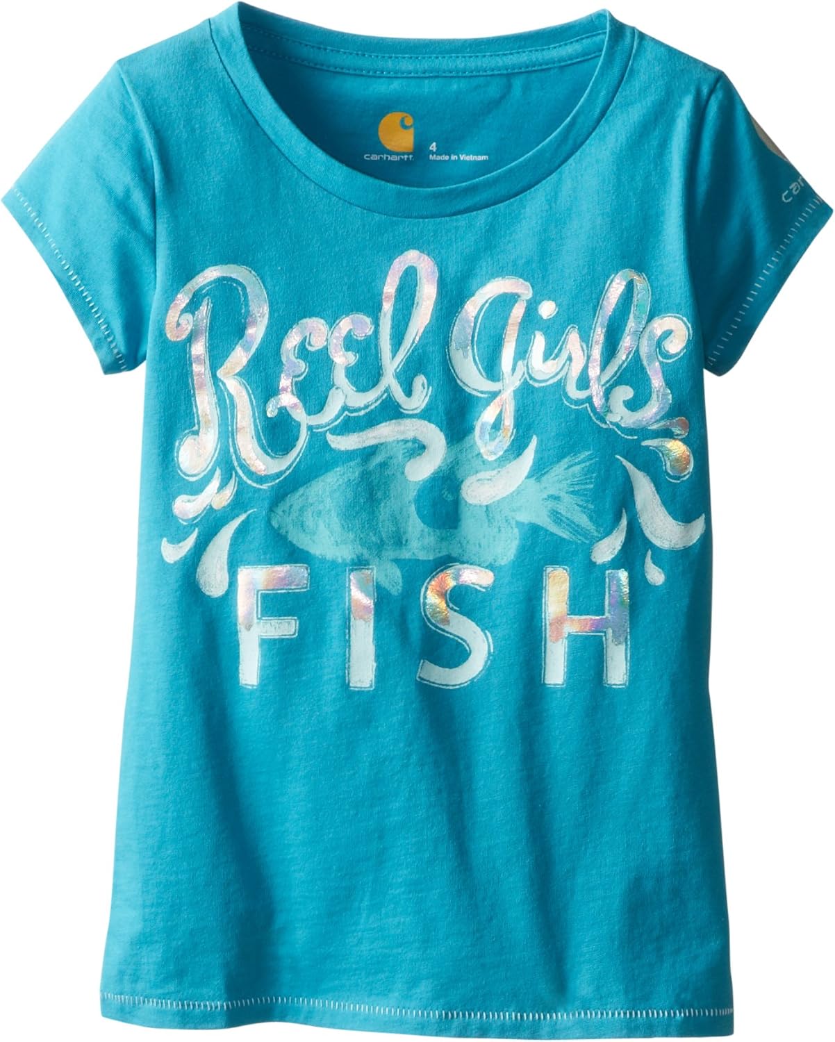 

Carhartt Girls 2-6X Reel Girls Fish Screen Print, Algiers Blue, Синий, Carhartt Girls 2-6X Reel Girls Fish Screen Print, Algiers Blue