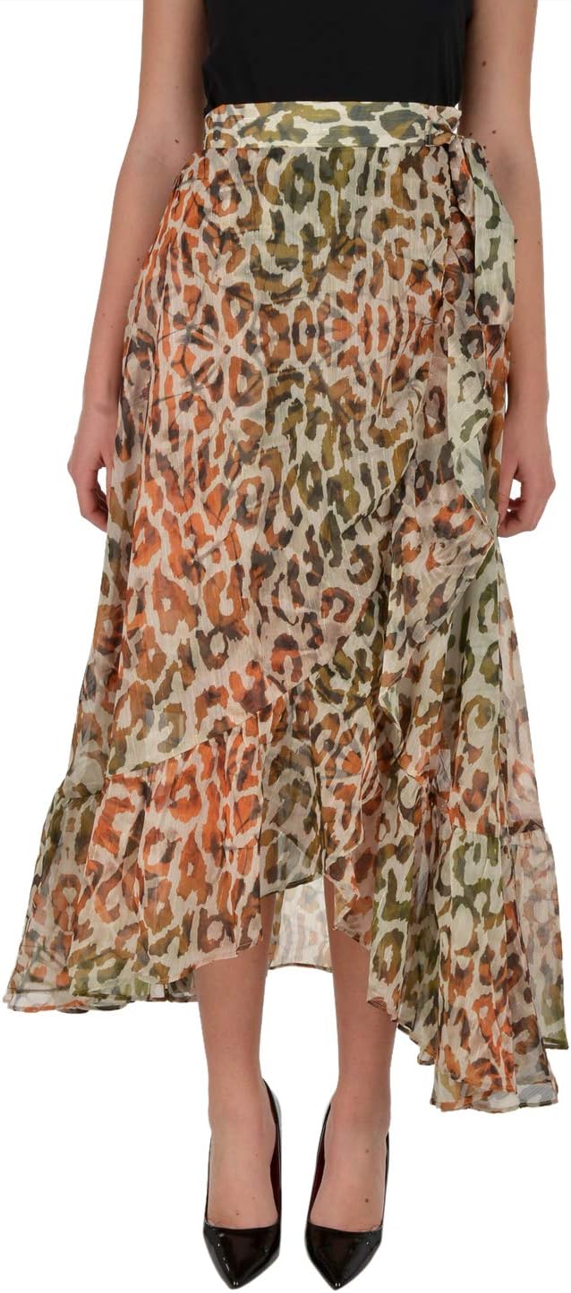 

GUESS Женская юбка-макси Verity с запахом, Animal Dream Natural Combo