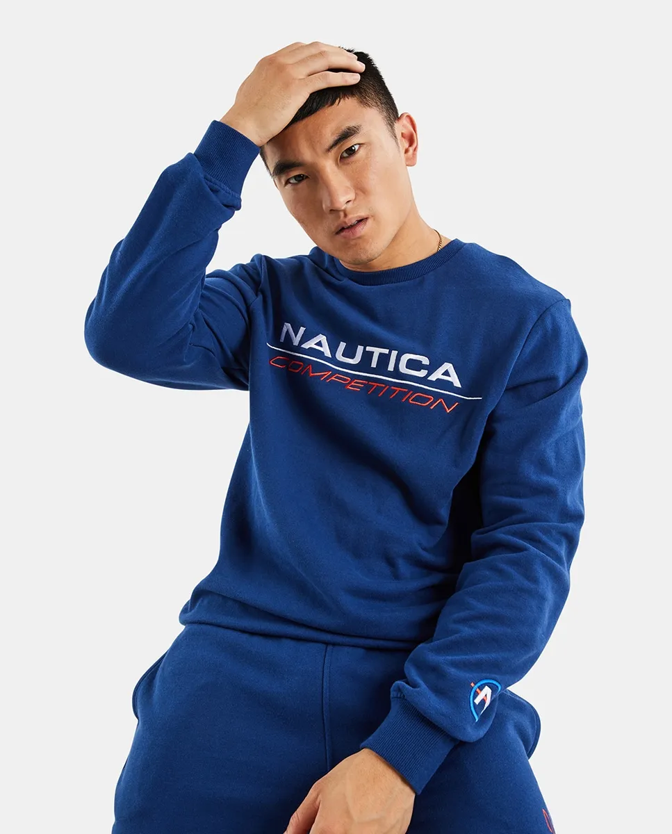 

Мужская толстовка с круглым вырезом и рисунком на передней части Nautica, синий