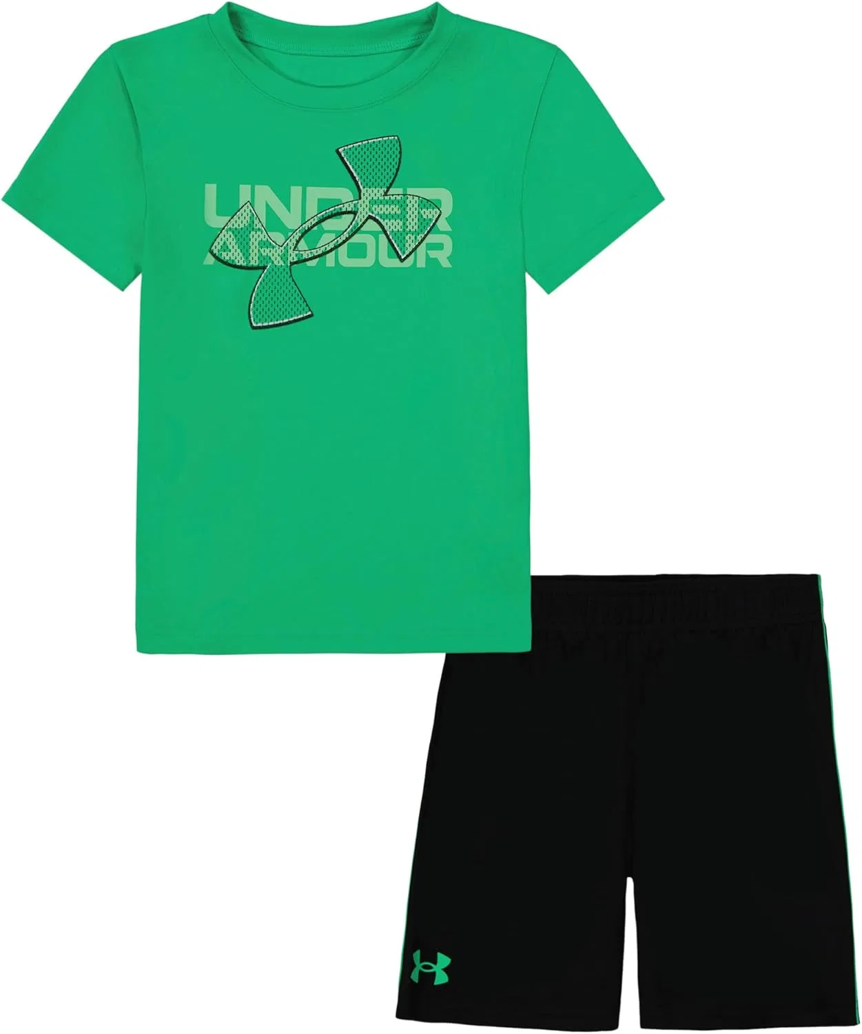 Детский комплект Under Armour для мальчиков: футболка с коротким рукавом и графическим принтом (2 предмета), легкие и дышащие, Green Mesh Big
