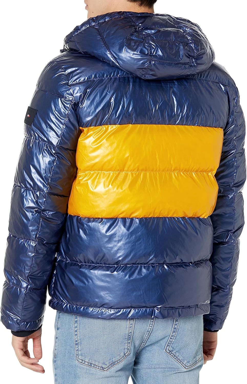 Мужская стеганая куртка с капюшоном Tommy Hilfiger (стандартная и для больших и высоких), Pearlized Navy/Yellow — фото 2