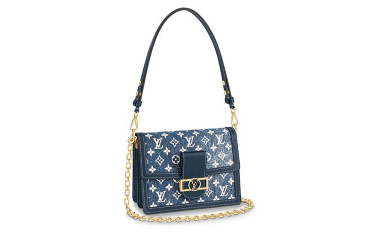 

Сумка через плечо Dauphine Denim Daphne среднего размера женская синяя LOUIS VUITTON
