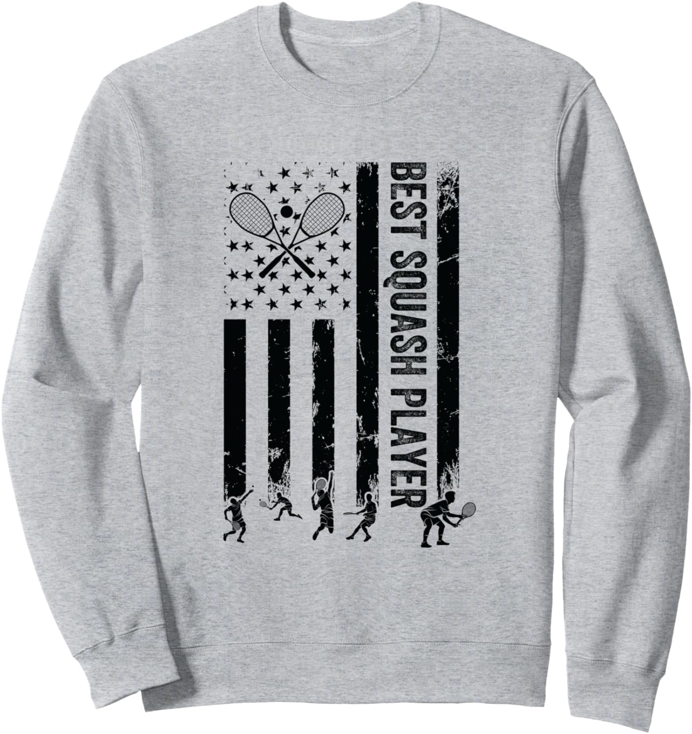 

Лучший игрок в сквош. Американский флаг. Игра в сквош. Толстовка для сквоша Squash Designs, серый