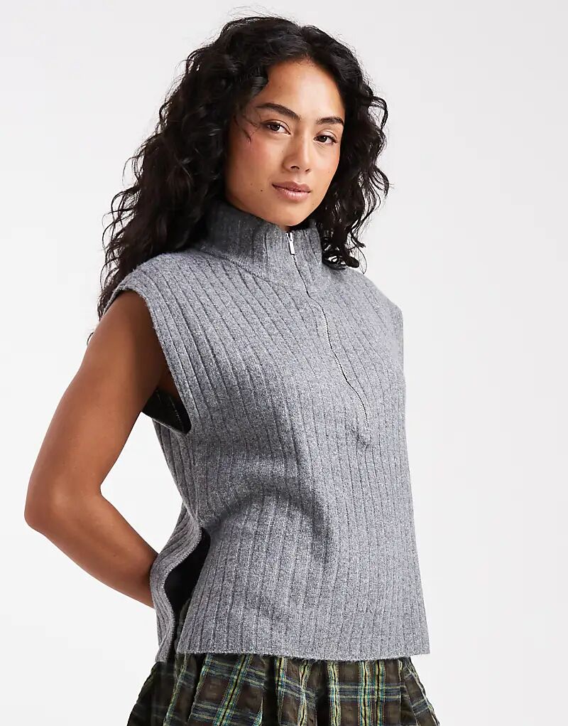 

Жилет без рукавов ONLY с застежкой-молнией на половину длины, серый