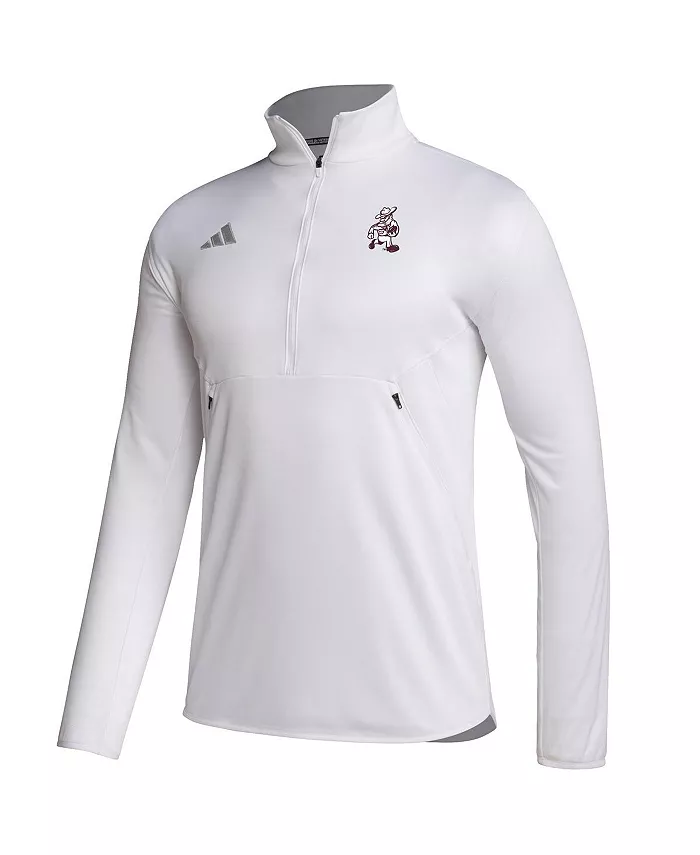 Мужская белая толстовка Texas A&M Aggies Ol' Sarge Sideline с молнией до середины груди adidas — фото 2