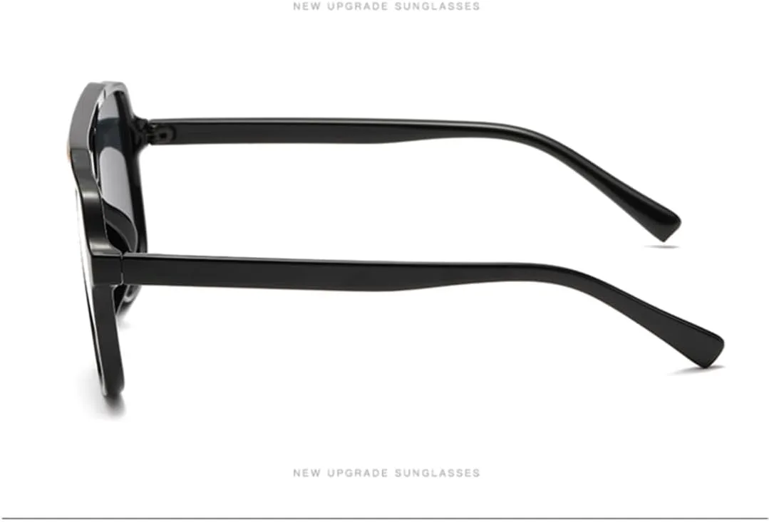 

Модные солнцезащитные очки в стиле ретро с двойным лучом, защита от солнца Ocean Sheet, защита от УФ-излучения UV400, повседневный стиль VFDHN, Black Black