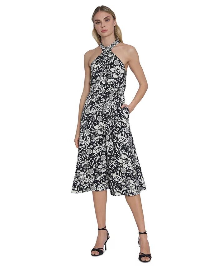 

Женское платье миди с пряжкой через шею Maggy London, мультиколор