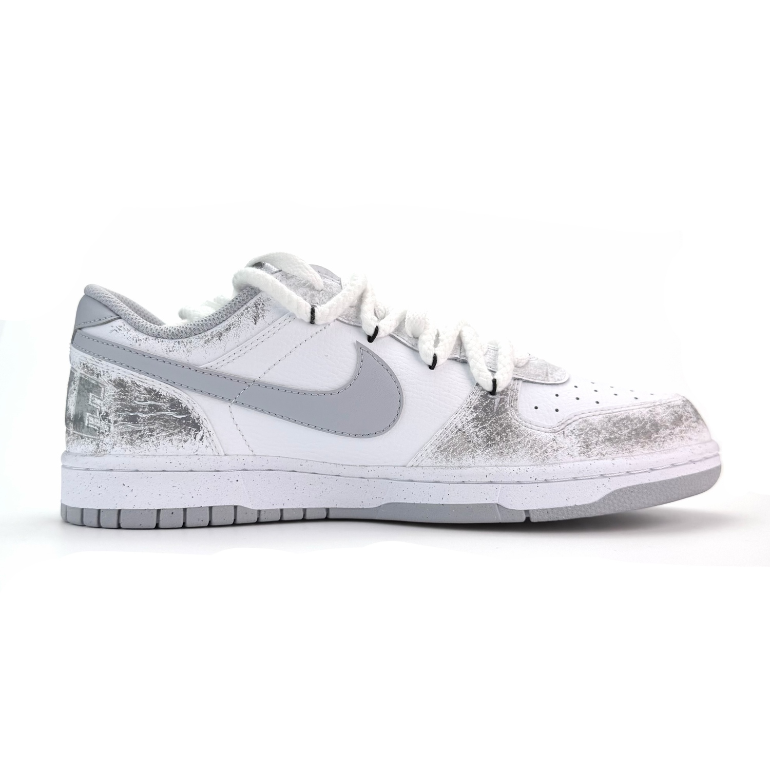 Nike Кроссовки Big LOW Leather Abrasion Resistant Breathable Slip Resistant Low top Skateboard мужские серо-белые — фото 3