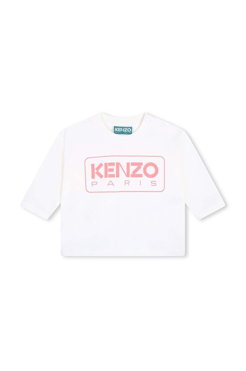 

Хлопковая футболка Kenzo Kids с длинными рукавами для мальчиков, бежевый