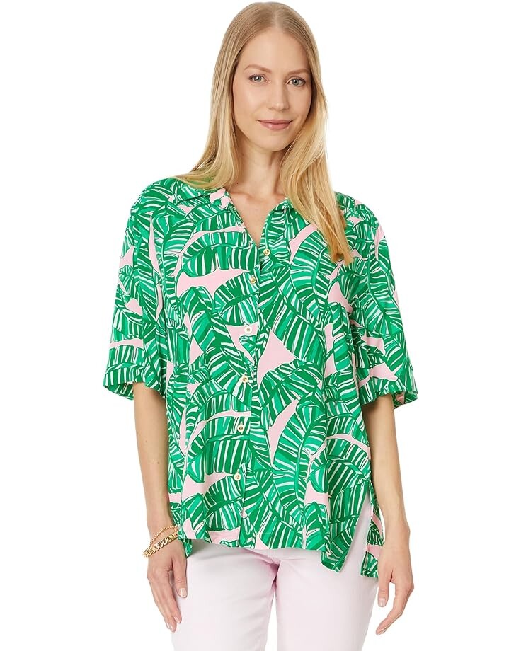 

Рубашка Lilly Pulitzer Franki, цвет Conch Shell Pink Lets Go Bananas