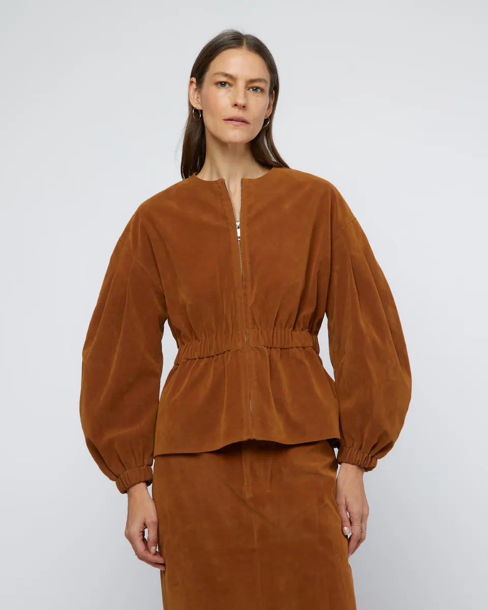 

Женская куртка из искусственной замши с пышными рукавами Wild Pony, цвет Camel