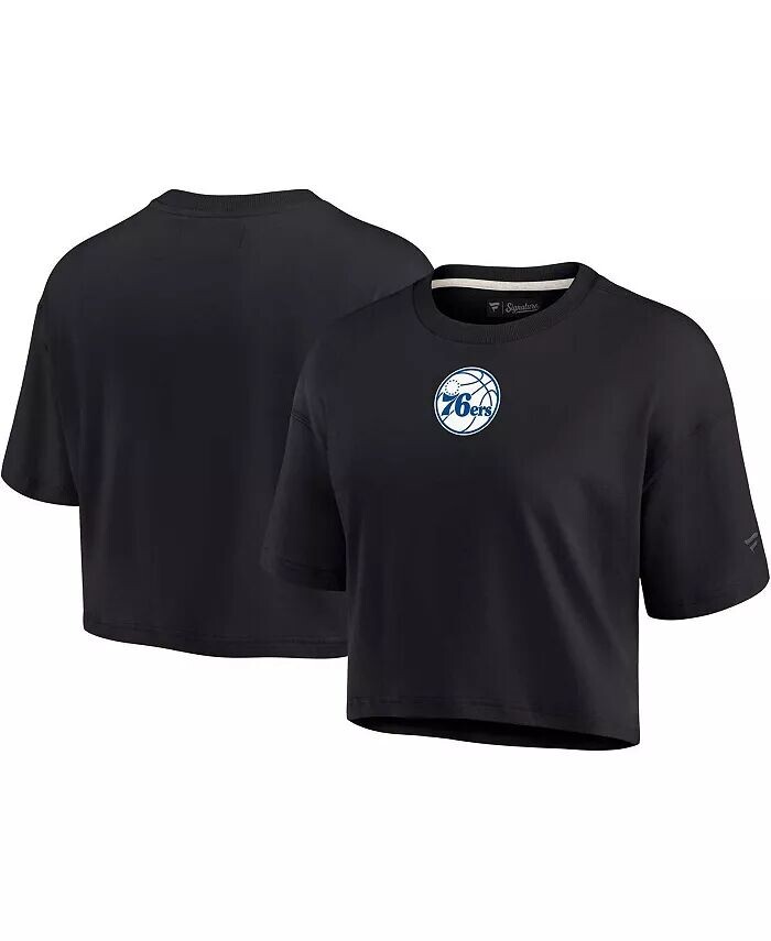 

Женская черная укороченная футболка Philadelphia 76ers Super Soft Boxy Fanatics Signature, черный
