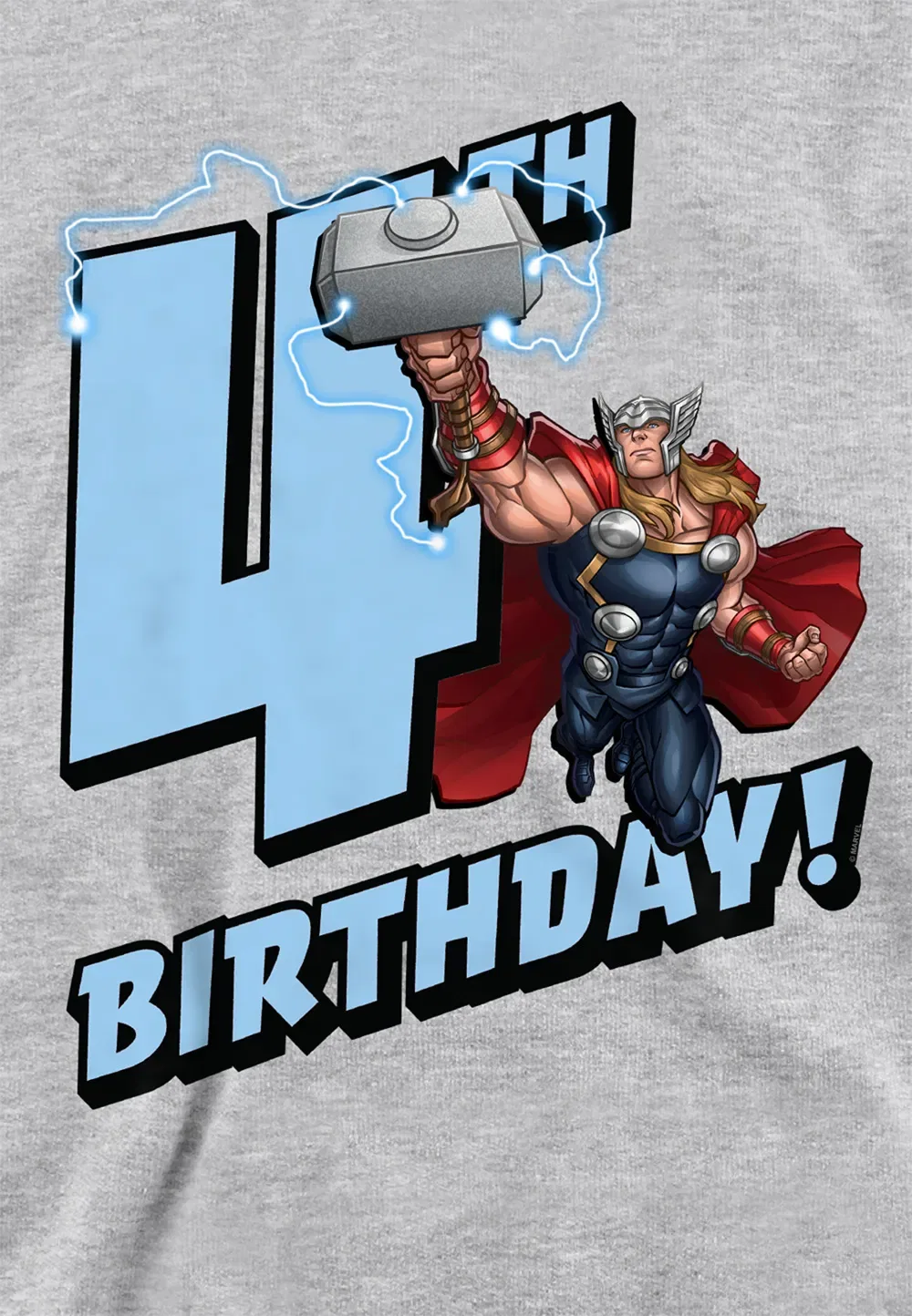 Детская худи Marvel Thor Birthday, Athletic Heather, серый — фото 2