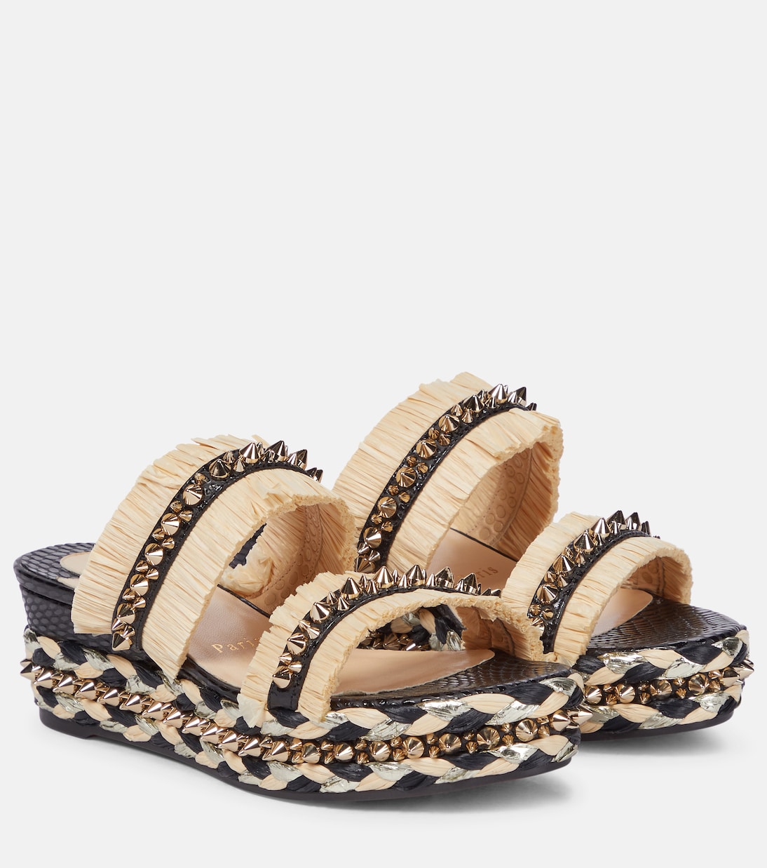 Вьетнамки на платформе из рафии Voltinoudou Christian Louboutin