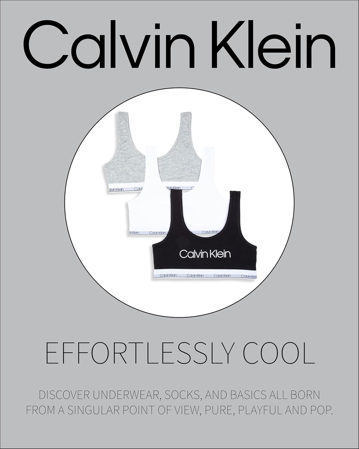 Комплект из 3 бюстгальтеров-бралеттов Calvin Klein Girls Modern Cotton, Empry/Hgy/Symp — фото 2
