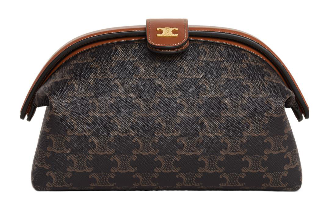 

CELINE Триумф Канвас с телячьей кожей Клатч Женский Черный/Коричневый