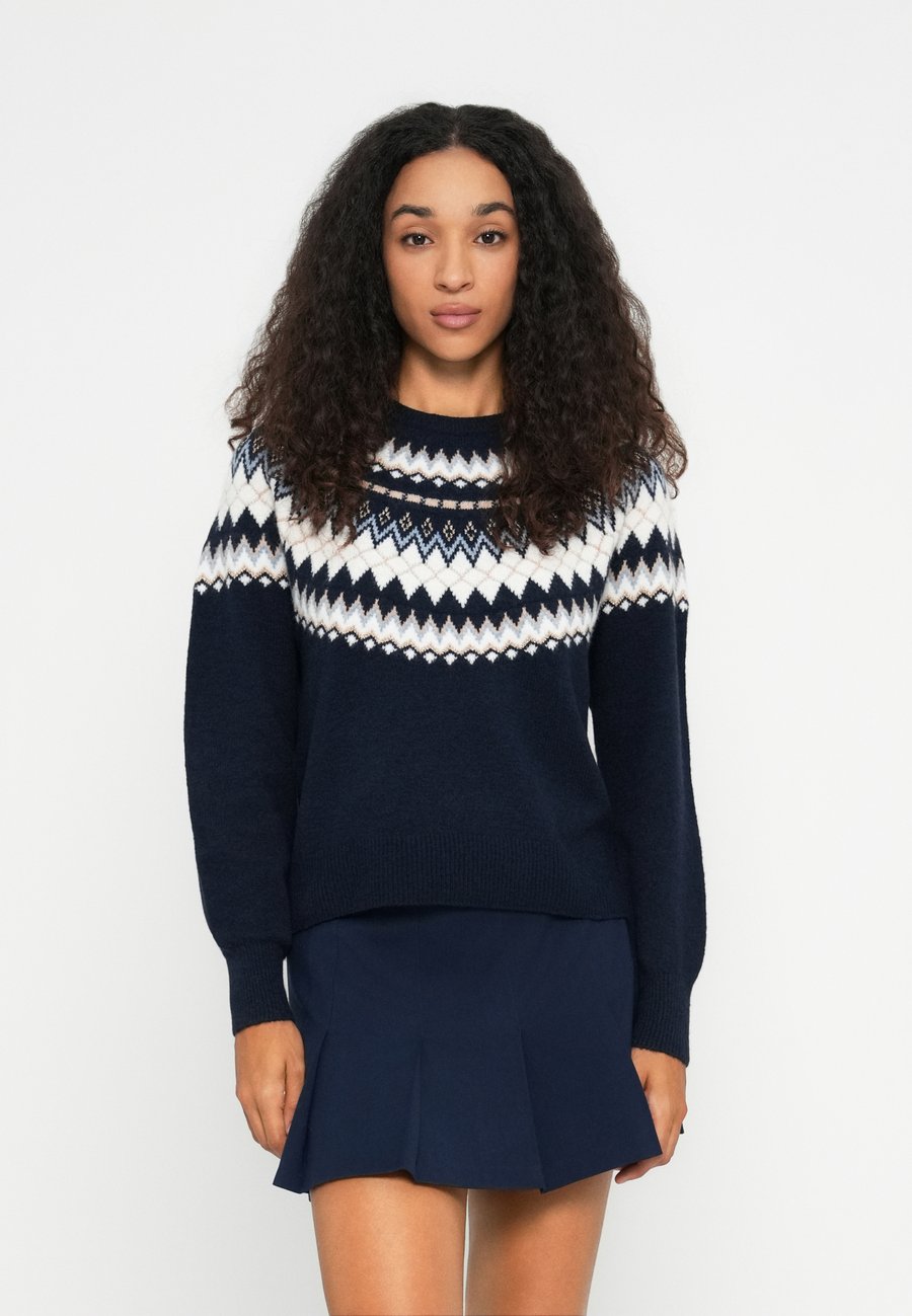 

Джемпер JDY JDYLINA O NECK FAIR ISLE, Total Eclipse/Cloud Dancer/Beige/Light Blue/Gold-Coloured/Dark Blue