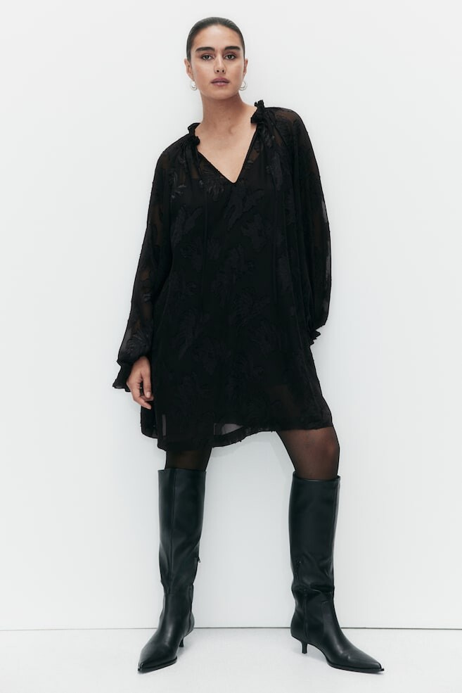 

Платье из жаккардовой ткани H&M, черный