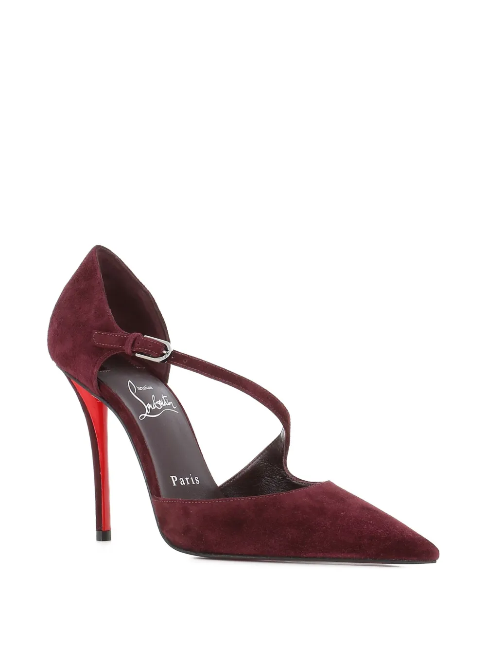 Туфли-лодочки на каблуке из замши с перекрестными ремешками Christian Louboutin, красный — фото 2