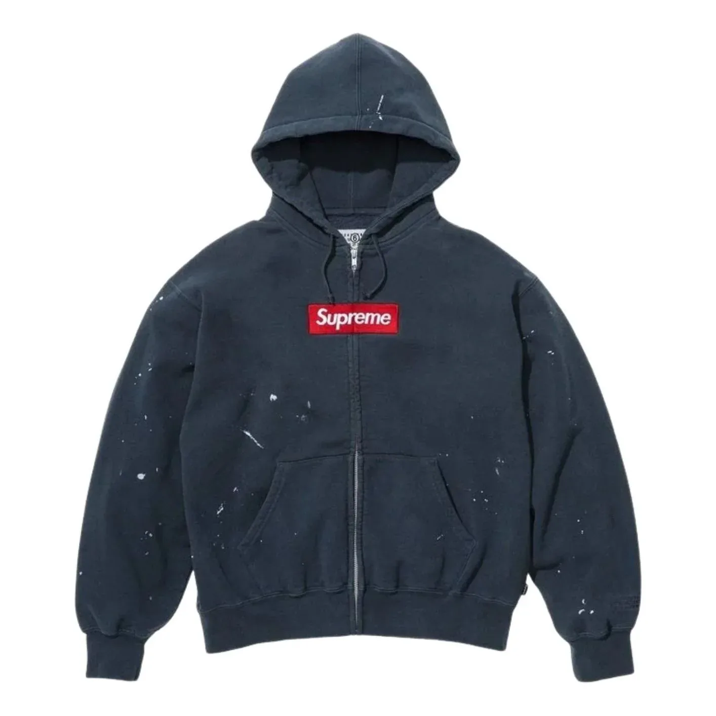 Толстовка Supreme x MM6 Maison Margiela с логотипом в виде коробки и застежкой-молнией, цвет «Navy»