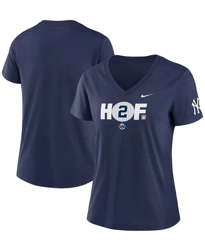 

Темно-синяя женская футболка Derek Jeter New York Yankees Hof2 Tri-Blend с v-образным вырезом Nike