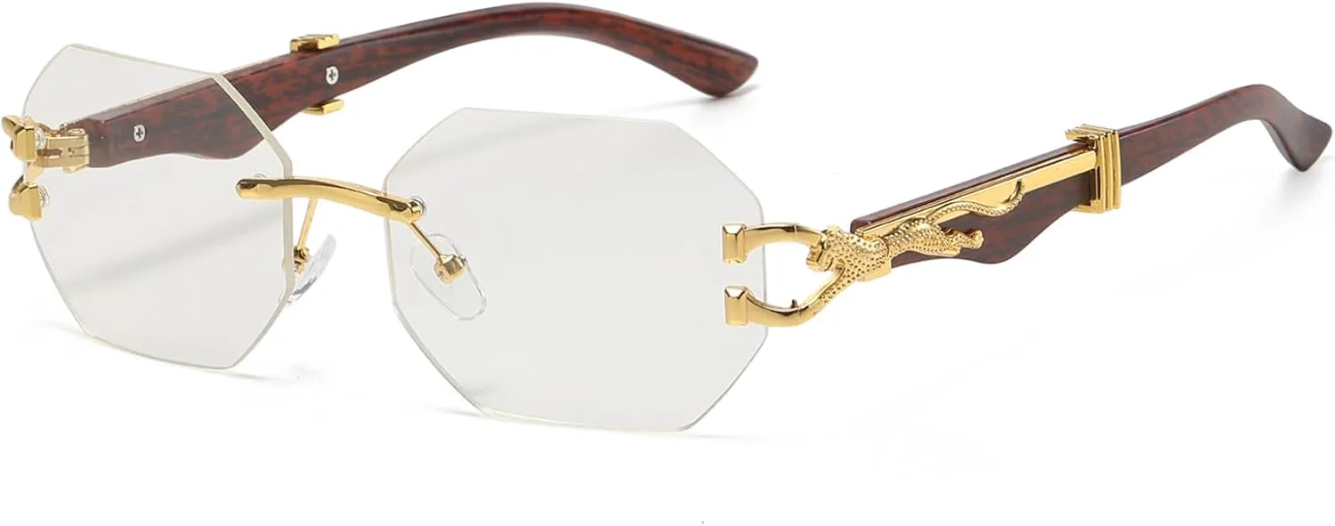 

Солнцезащитные очки без оправы прямоугольной формы для женщин и мужчин. Модные дизайнерские очки в стиле хип-хоп. Прозрачные солнцезащитные очки piscm, Gold/Clear