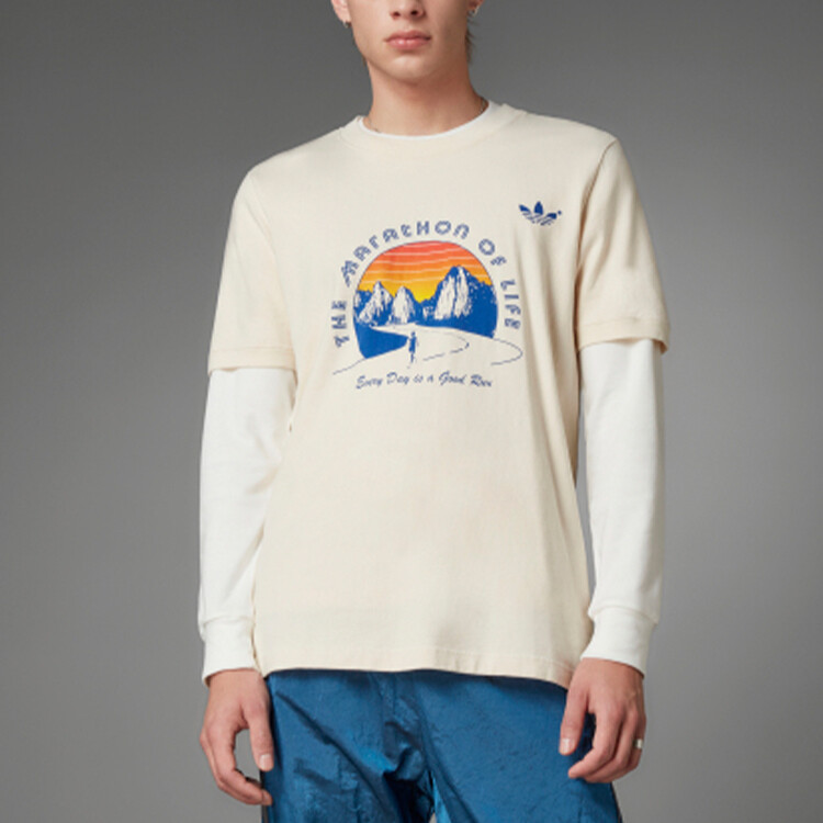Футболка мужская с рисунком BLUE VERSION GRAPHIC Off-white Adidas Originals, кремовый — фото 4