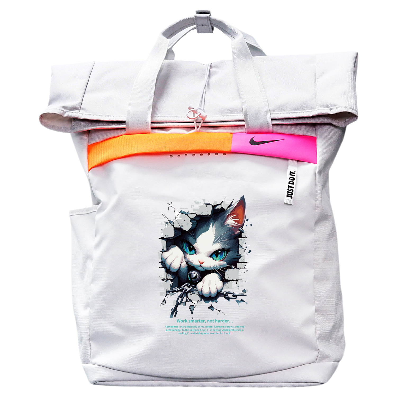 

Nike Тканевый рюкзак унисекс светло-серебристый серый с бейджем, Badge Wall-Breaking Cat