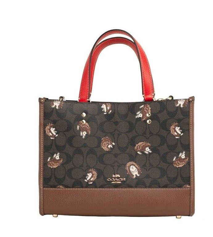 

Сумка-тоут Dempsey Medium с принтом ежа и покрытием из парусины Coach