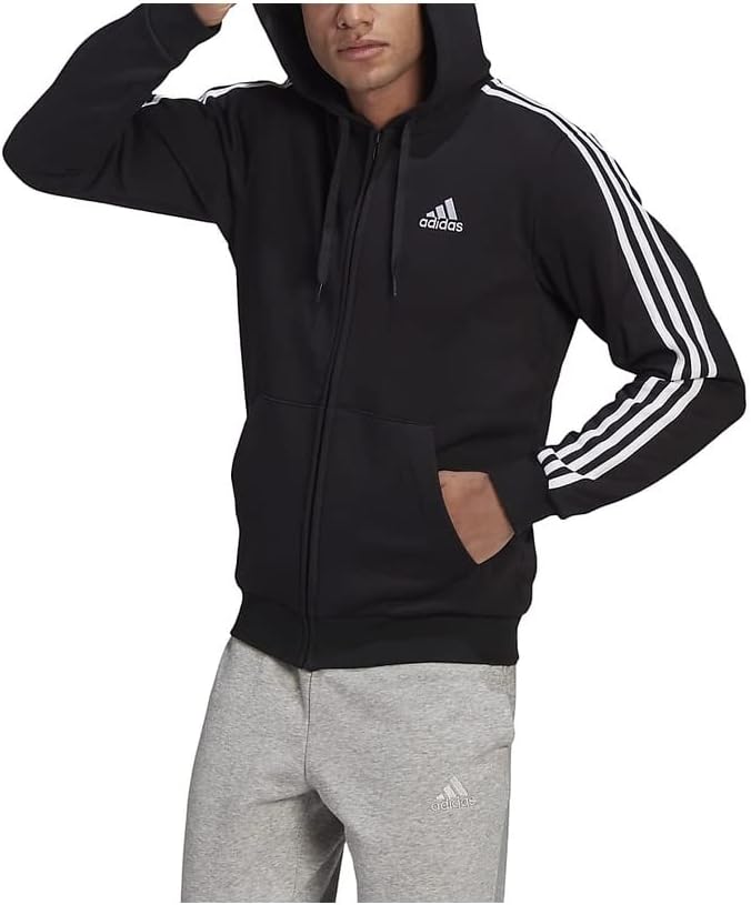 Мужская толстовка Adidas Essentials с тремя полосками на молнии, черный — фото 3