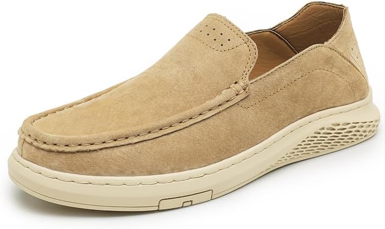 

Классические британские кроссовки из коровьей кожи для мужских повседневных моделей, легкие и удобные кроссовки для вождения, мужские повседневная обувь Sfwarmart, светло-коричневый