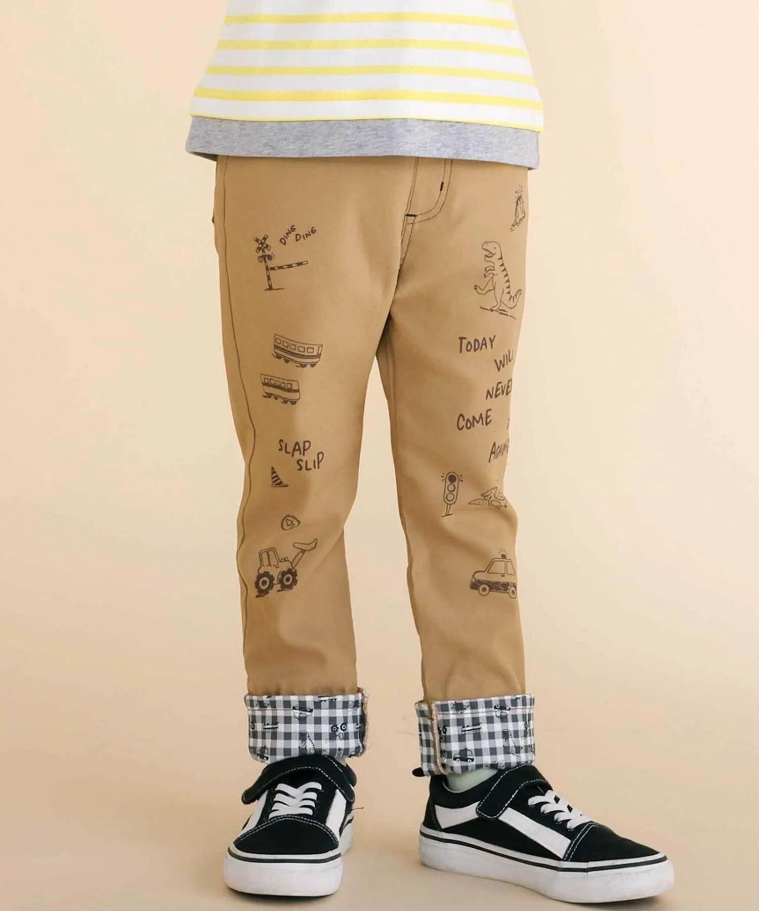Брюки из эластичной саржи с подвернутым низом и принтом (80-130 см) SLAP SLIP, Beige