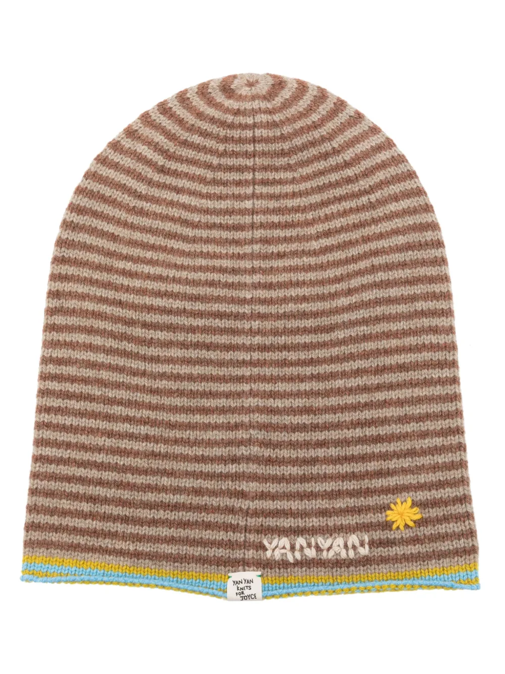 

Полосатая шапка бини с вышитым логотипом YANYAN KNITS, мультиколор