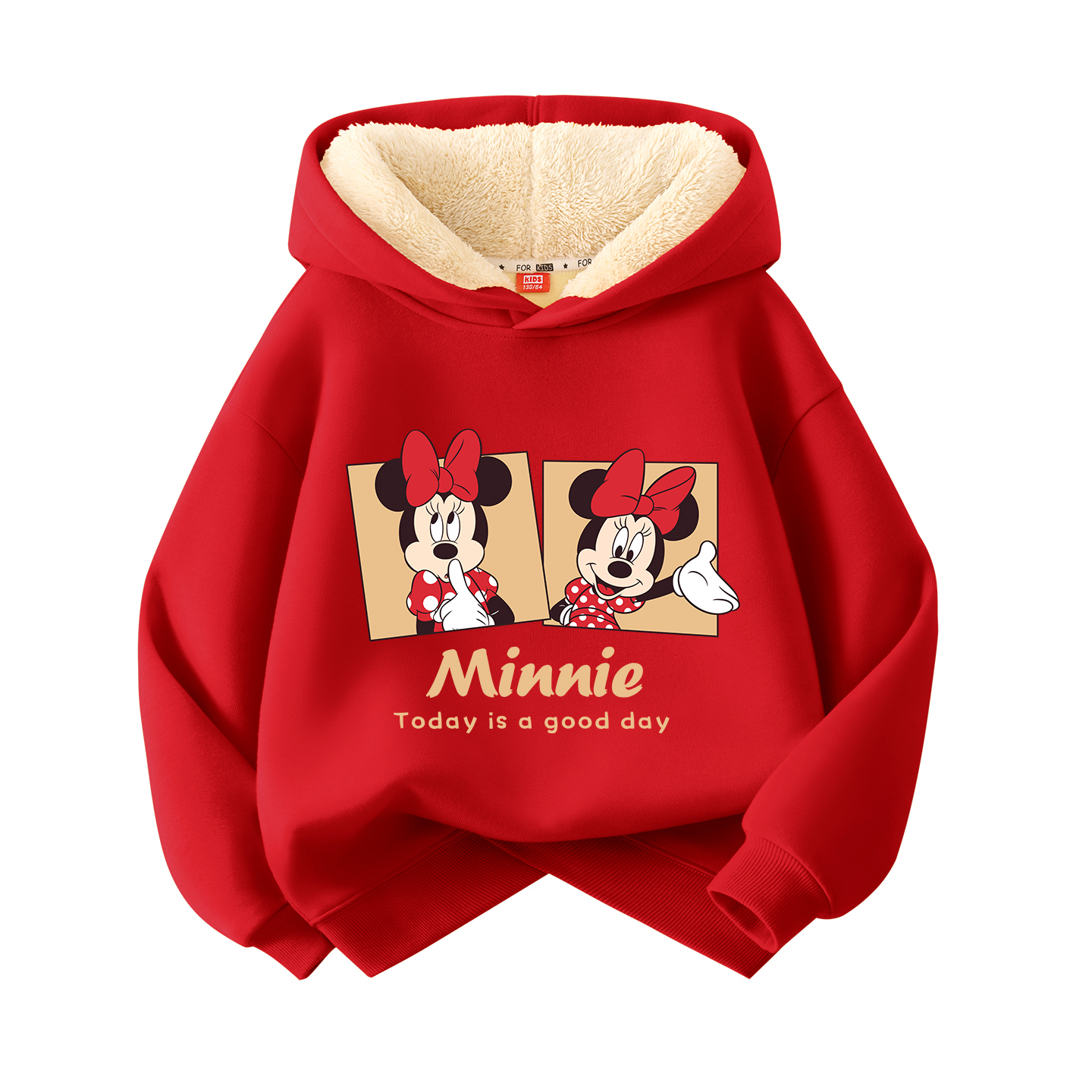 

Детская толстовка с капюшоном, утепленные и на флисовой подкладке Disney, [thickened and fleece-lined]dian mood красный