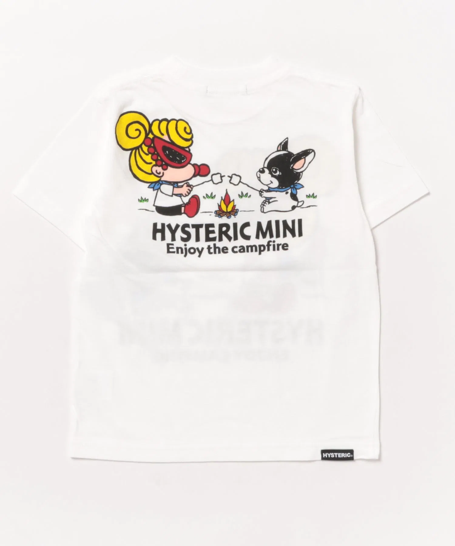 Детская футболка CAMP WITH MINI＆J с принтом HYSTERIC MINI белая — фото 2