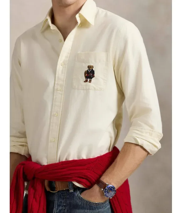Рубашка custom fit Polo Ralph Lauren, экрю — фото 4