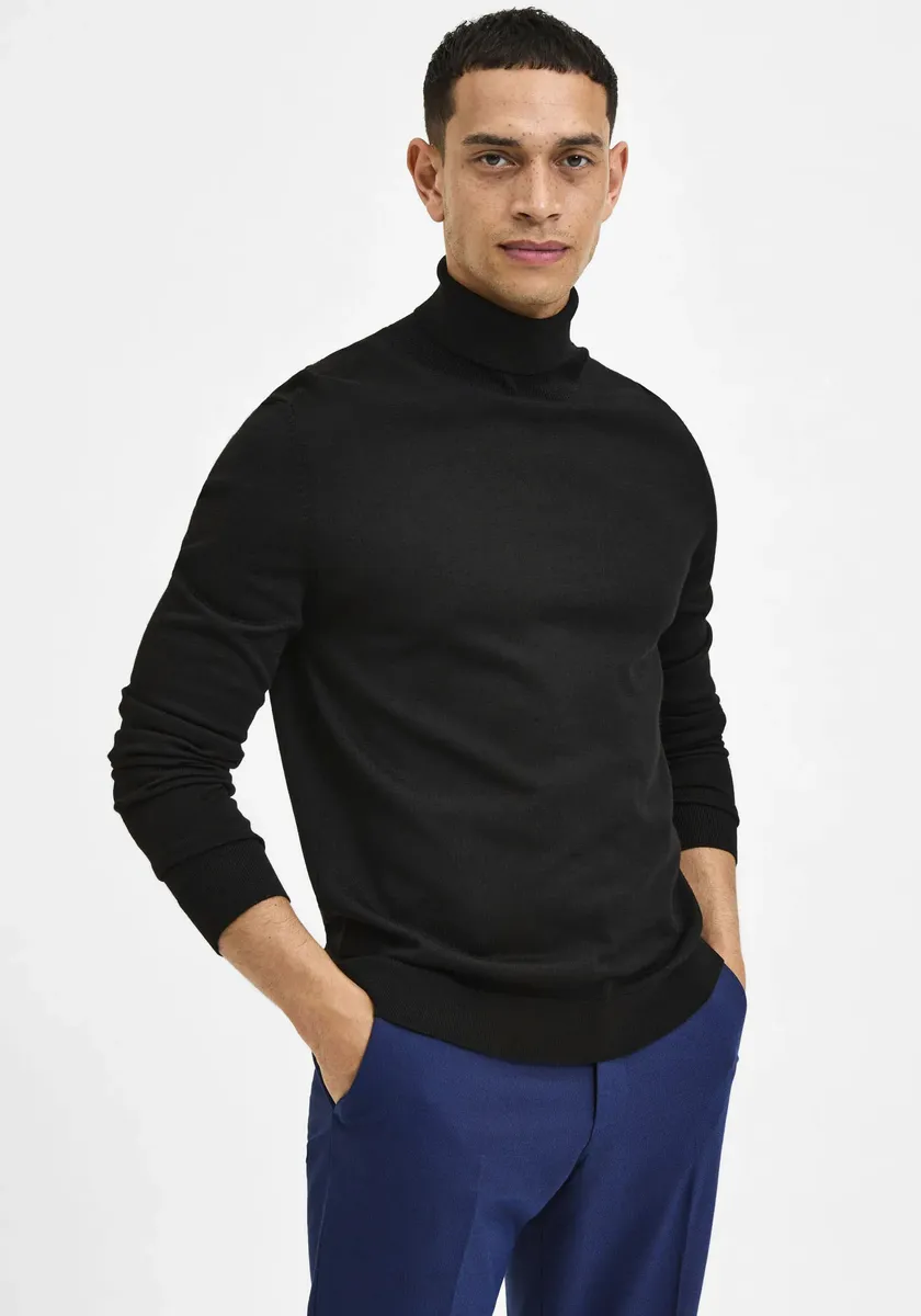 

Свитер с высоким воротником SELECTED HOMME "TOWN MERINO COOLMAX KNIT ROLL", черный