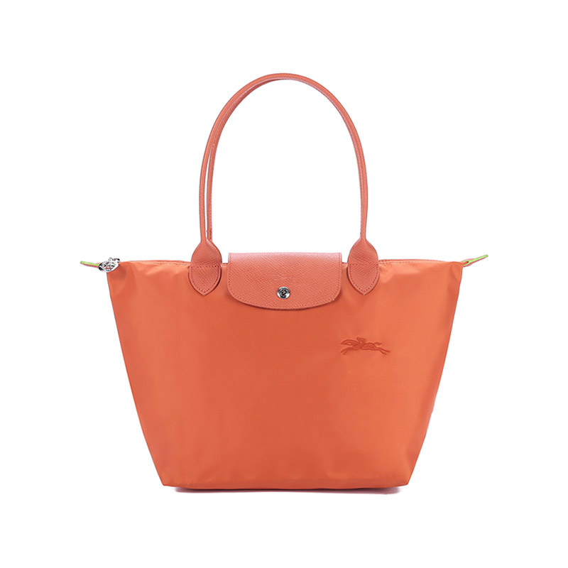 

LONGCHAMP Сумка-сумка Le Pliage из зеленой коровьей кожи с отделкой, женская, наплечная, с рисунком моркови