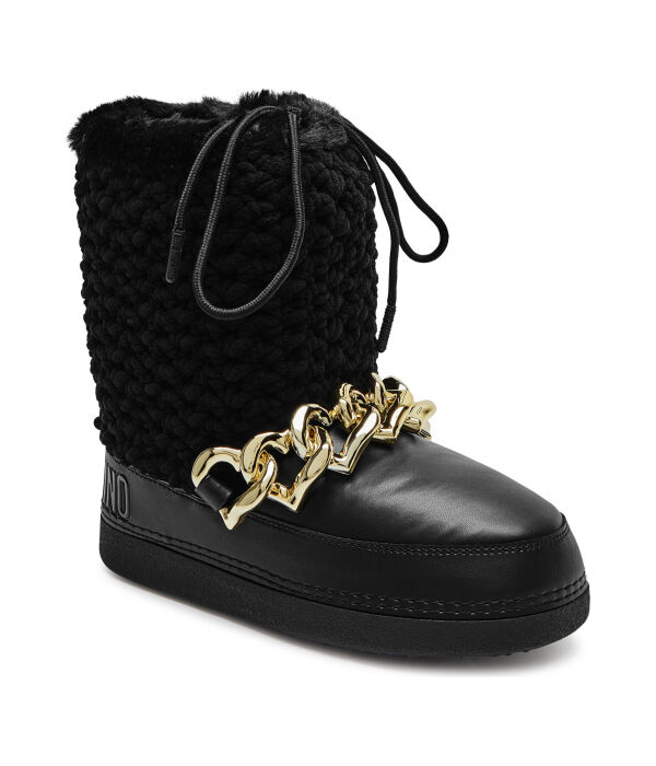 Полусапоги женские Love Moschino утепленные с декоративной цепью, черный