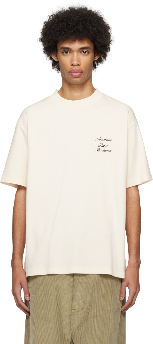 

Кремового цвета Футболка Le T-Shirt с надписью Cursive Drole De Monsieur
