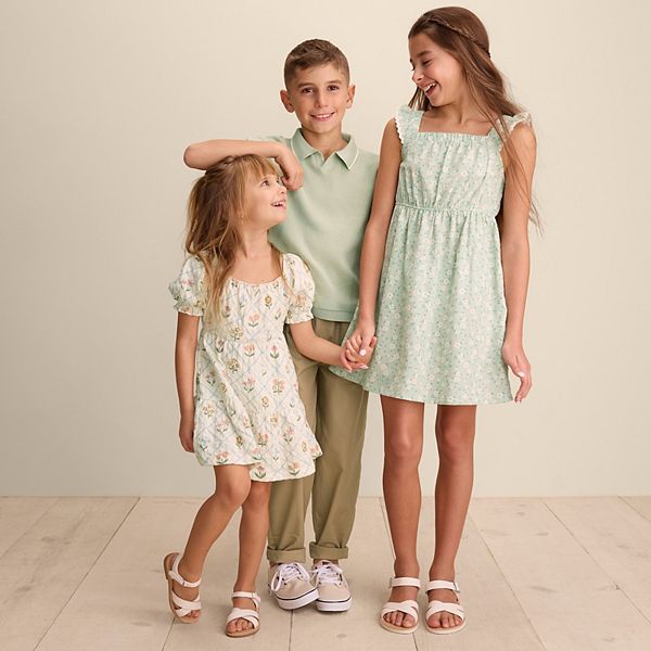 

Платье для девочки с ярусами и пышными рукавами Little Co. By Lauren Conrad, Pink Flower Print