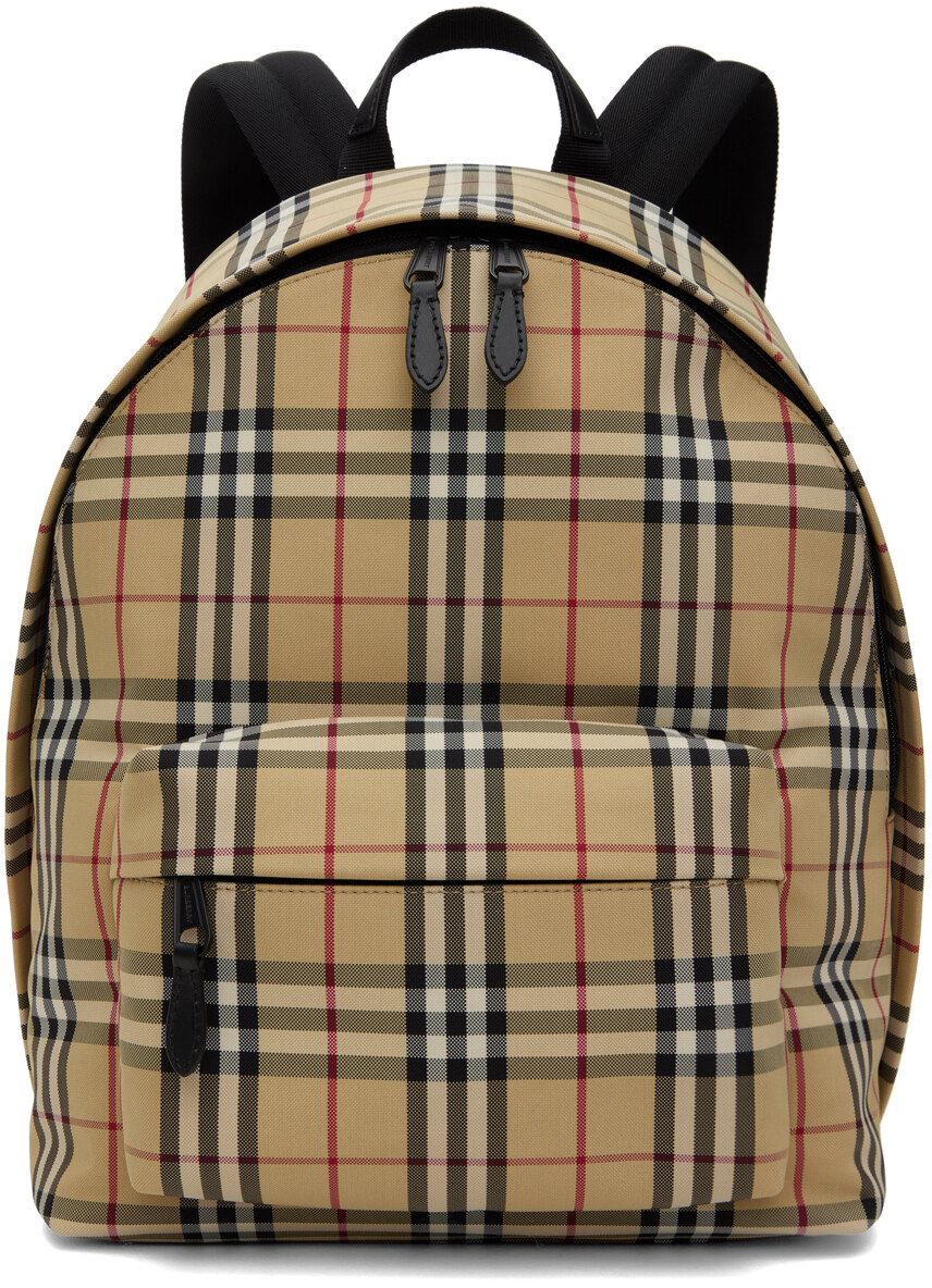

Бежевый рюкзак в клетку Burberry, цвет Archive beige