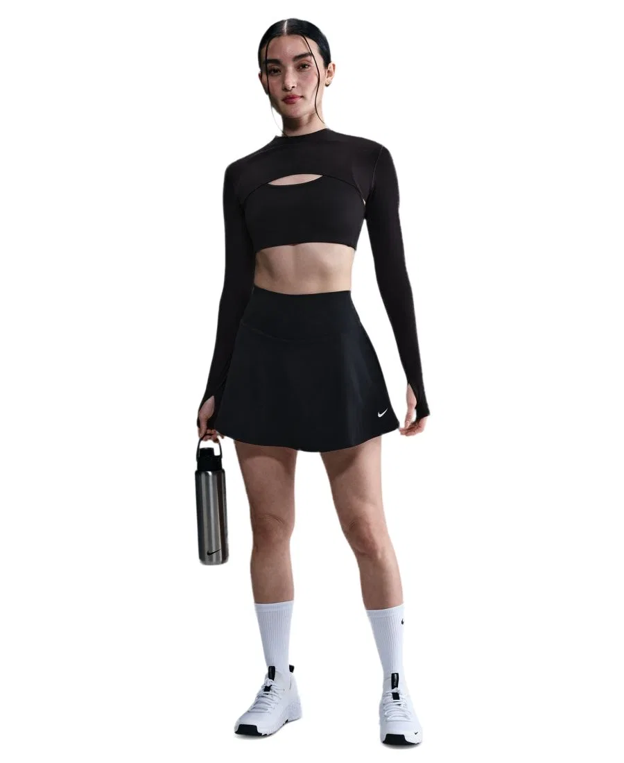 Женская юбка Dri-Fit с логотипом Swoosh Nike, черный/белый