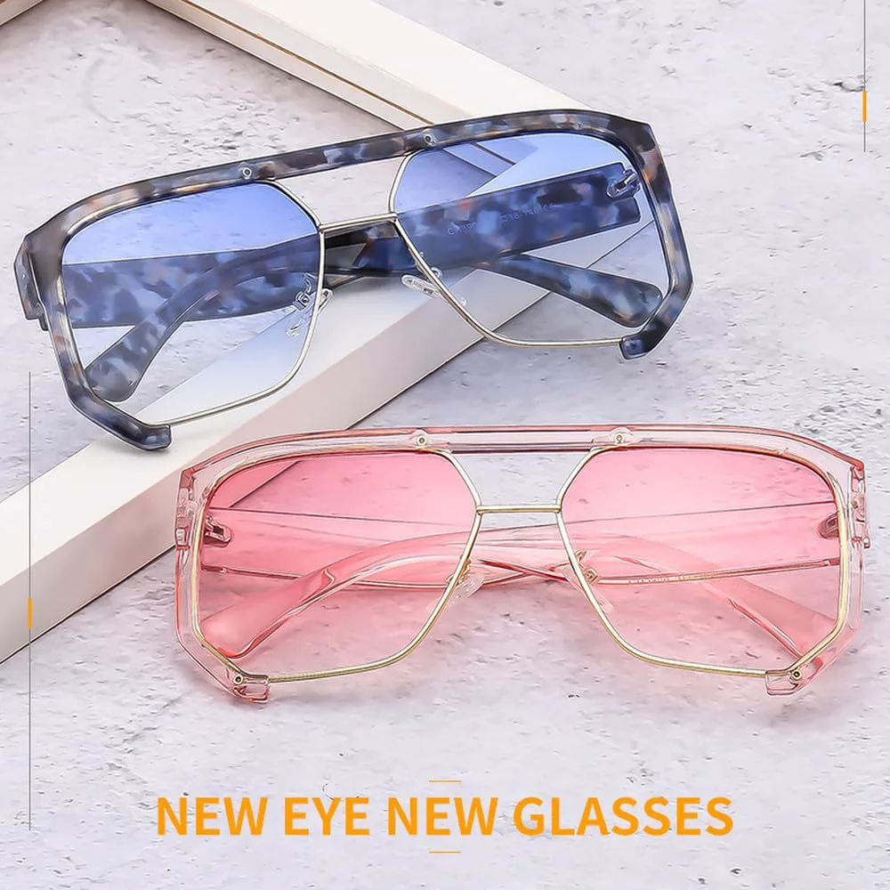 

Большие солнцезащитные очки для женщин и мужчин, с плоской верхней частью, модные мужские солнцезащитные очки в винтажном стиле для активного отдыха MTZJH, Black