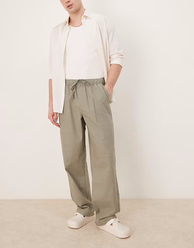 

Мешковатые брюки ASOS DESIGN из льняной смеси цвета хаки