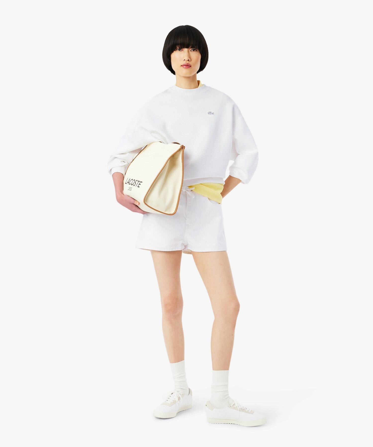 Толстовка LACOSTE White, свободного кроя, женская — фото 4