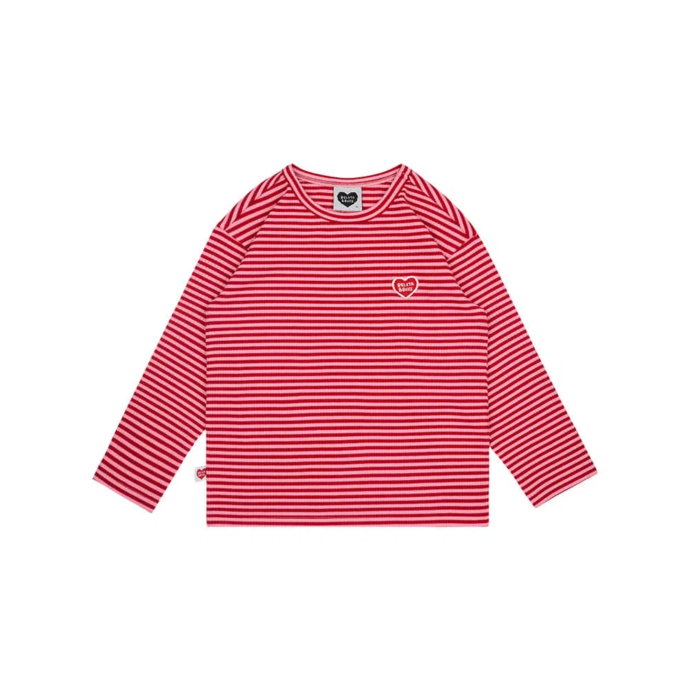 Детская футболка с длинным рукавом Bb Heart Stripe Rib красная от Belita&Boys