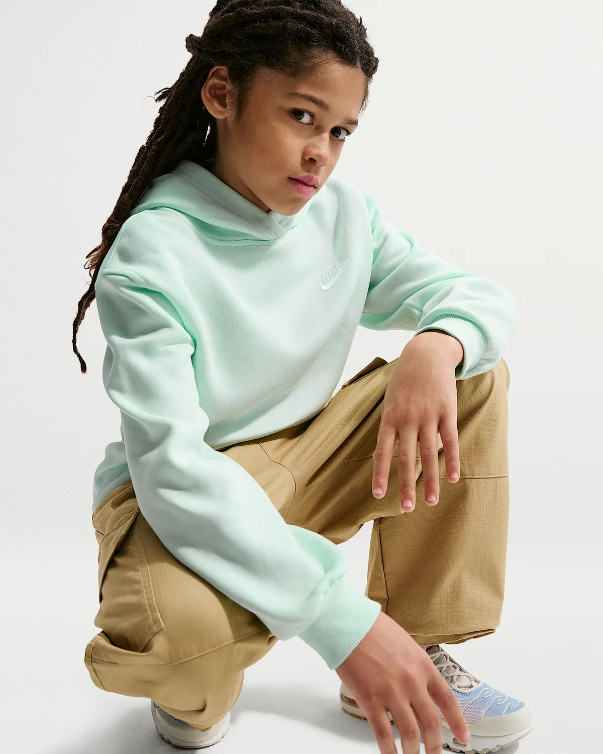 Детская толстовка Nike Sportswear Club Fleece, Barely Green/White — фото 3