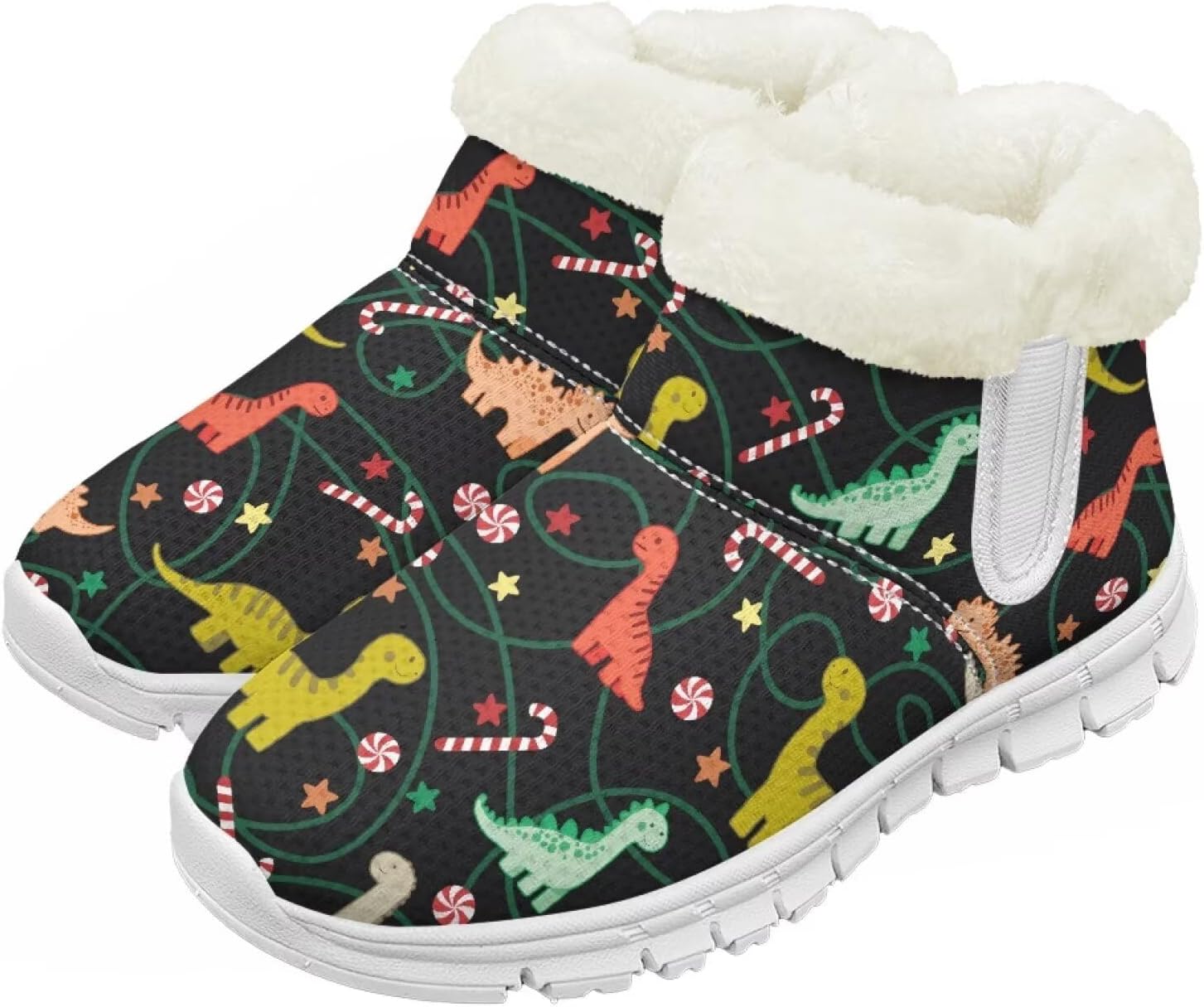 

Детские зимние сапоги для девочек, водонепроницаемые, противоскользящие, для холодной погоды, с искусственным мехом, походные ботинки Goronwyfloyd, Colorful Funny Dinosaur